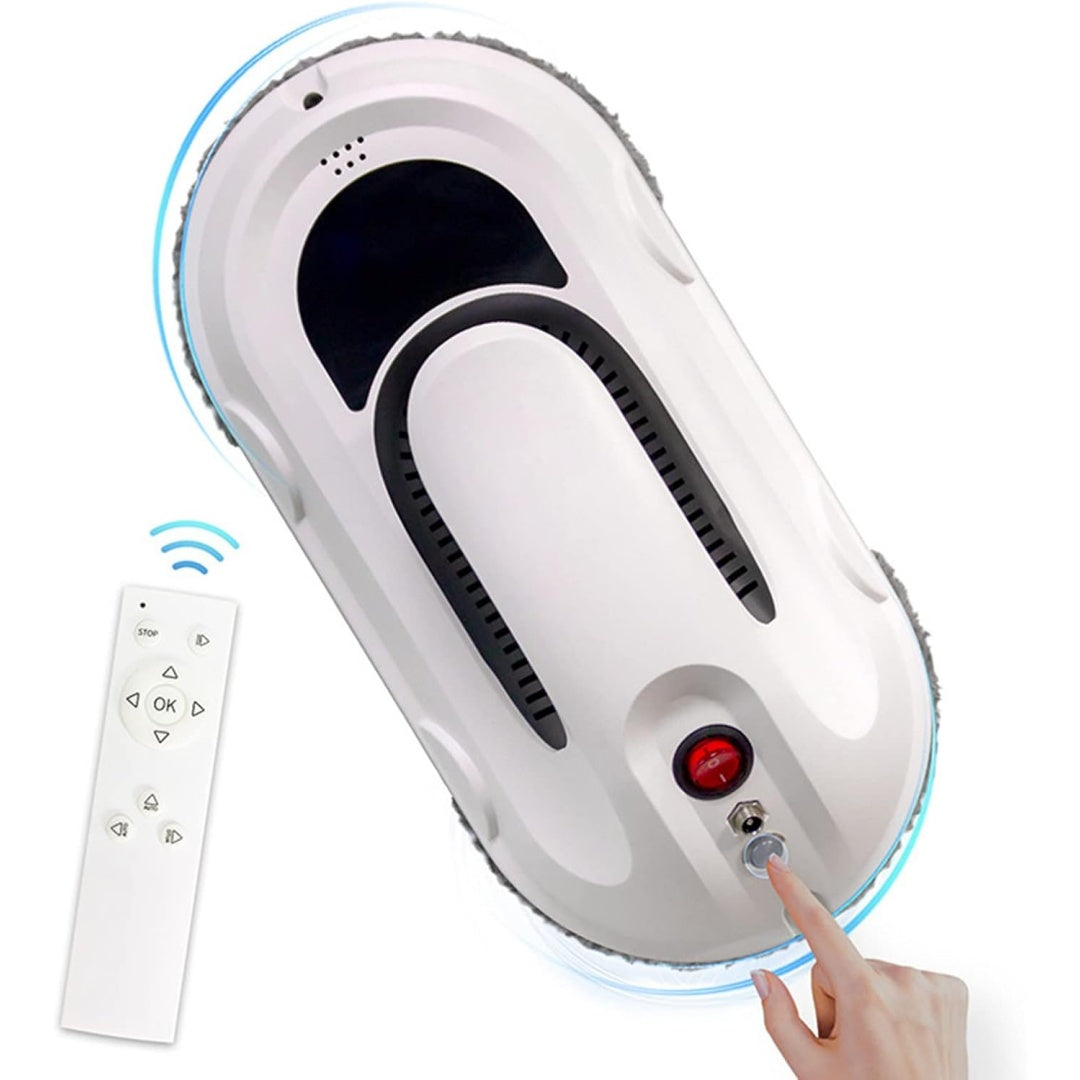 Robot pour surfaces vitrees, coloris blanc, avec le nettoyage des surfaces vitrees