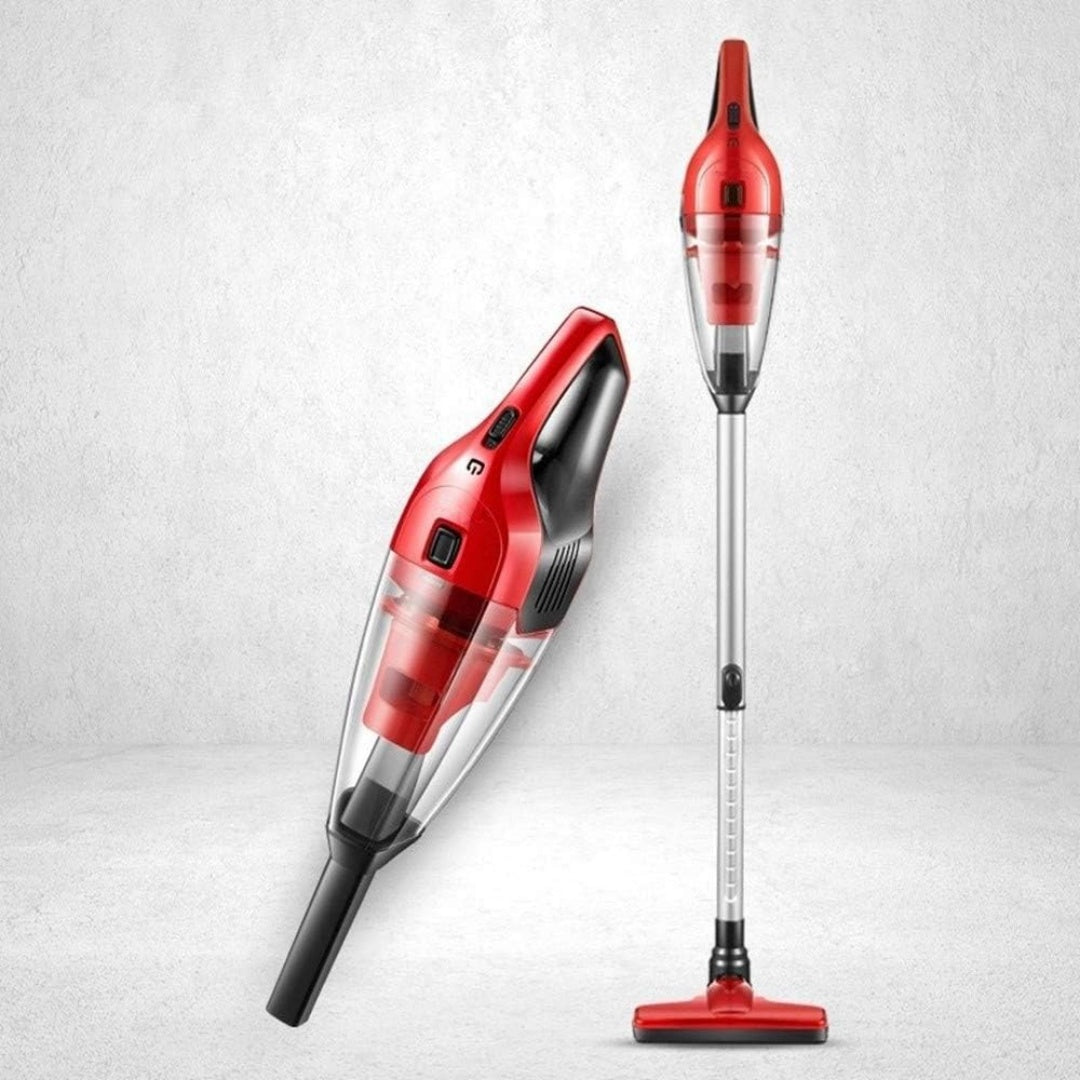 Aspirateur a main, coloris rouge, avec la collecte des petits dechets